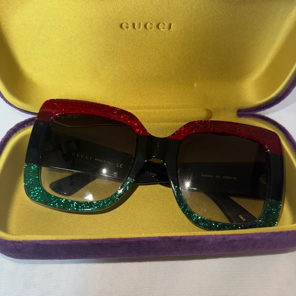 Gucci Red and Green Oversized Sunglasses